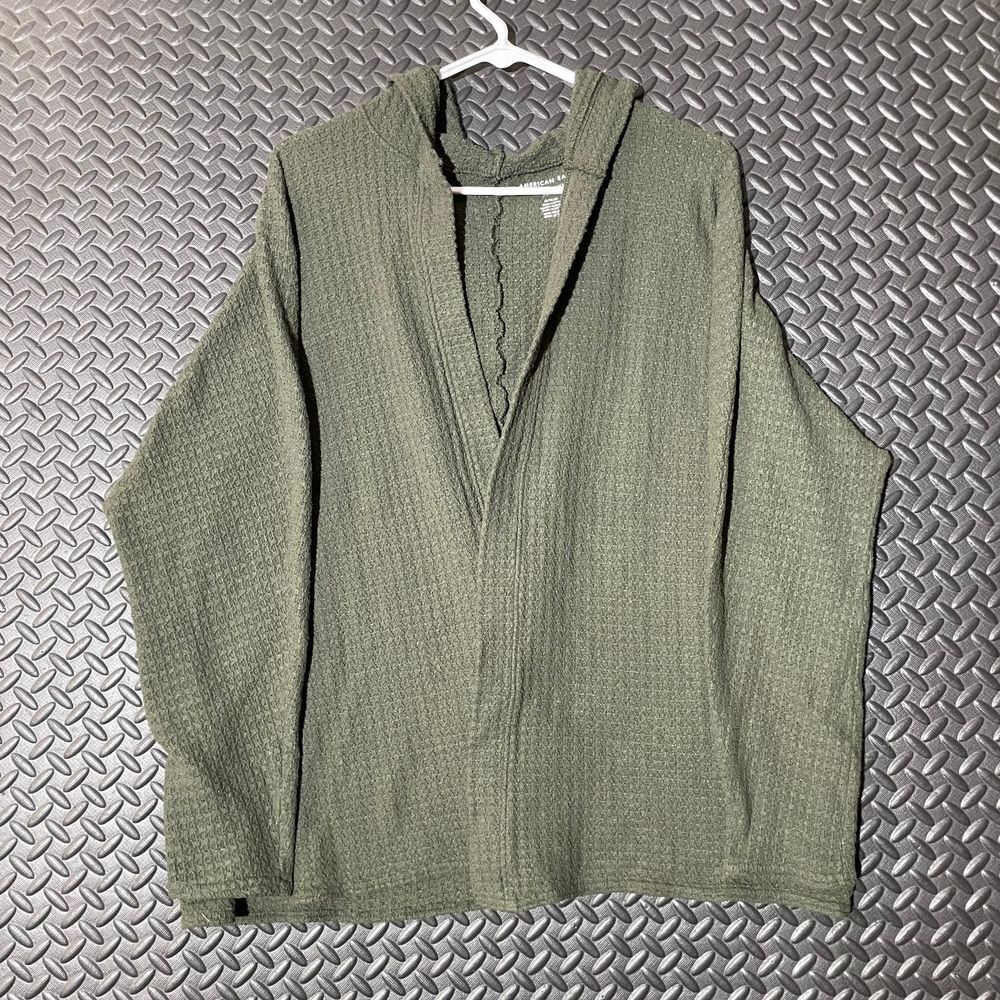 American Eagle Soft&Sexy Plush Olive Green Cardigan Hoodie Sweater Women's Sz M